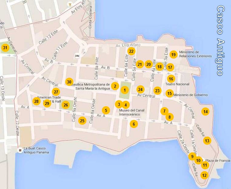 Casco Antiguo Panama Canal Transits And Beyond   Casco Antiguo Map 1 